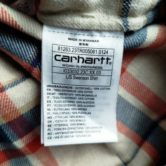 Carhartt WIP Work In Progress L/S Swenson Flannel Shirt Mens XL Multicolor